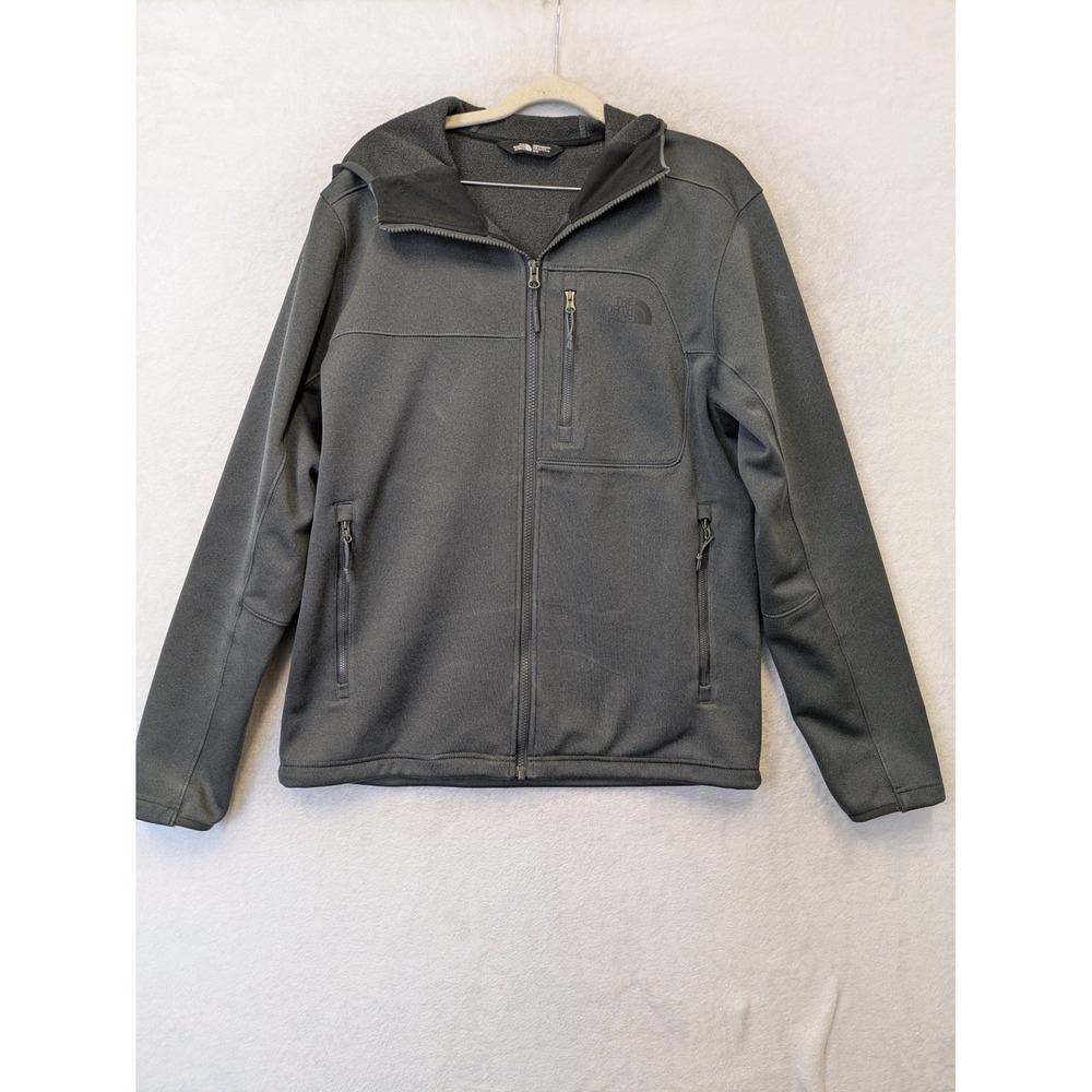 The North Face Men's Size M Full Zip Hooded Softshell Fleece Jacket Gray